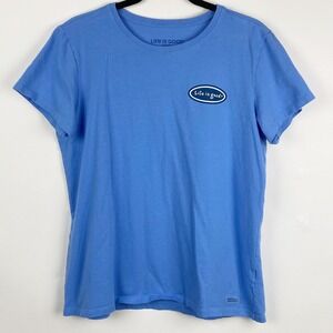 Life is Good Womens Crusher T Shirt Blue Get Outta Town Graphic Tee Size‎ L